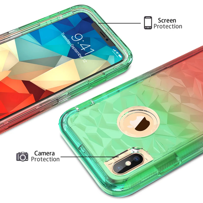 Цветной Твердый чехол с градиентом для iPhone X XS Max 8 7 6 Plus чехол для телефона защитный чехол Fundas Coque для iPhone 8 7 Plus