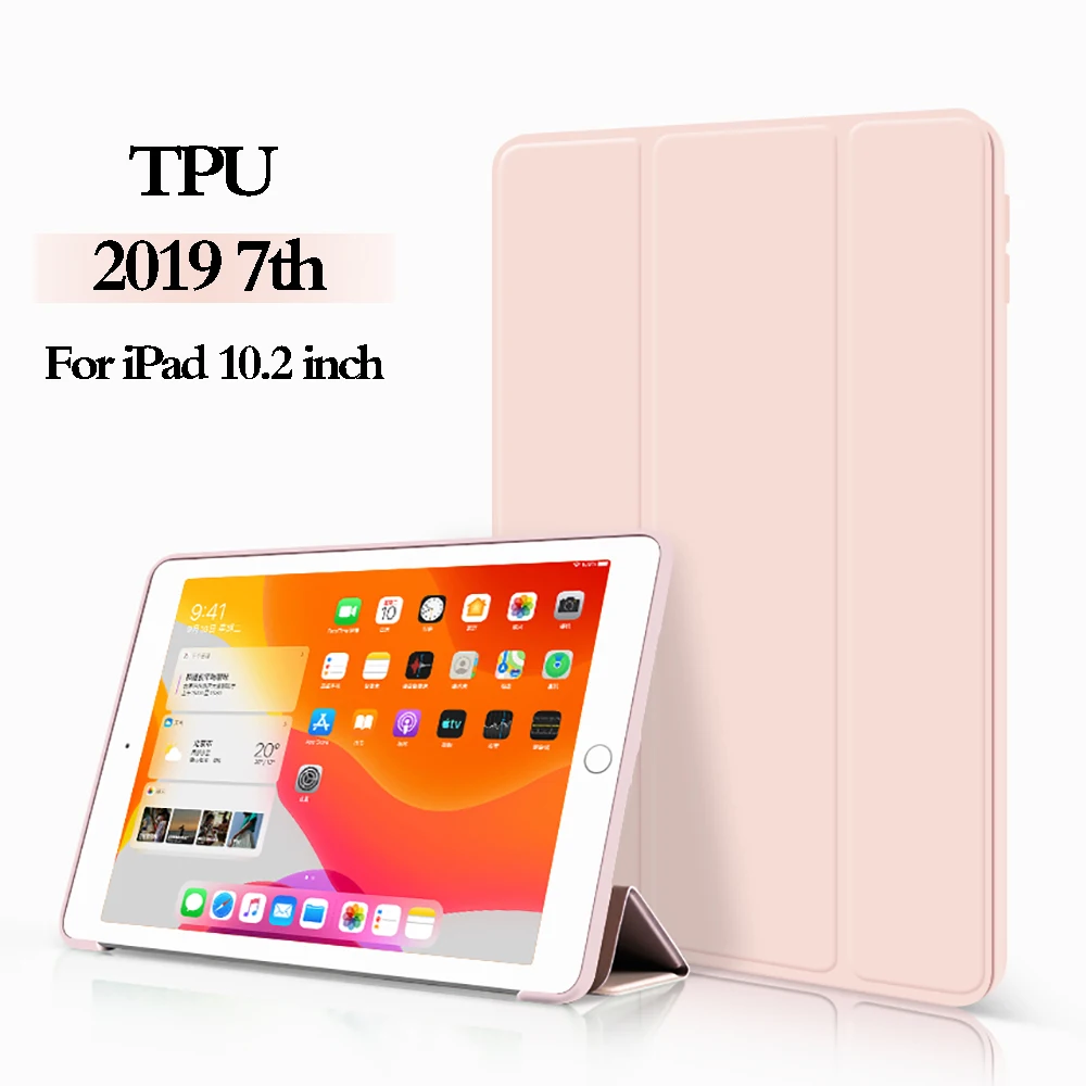 7-го поколения, трехслойный смарт-чехол, funda для iPad, 10,2 дюймов, Автоматический Режим сна/пробуждения, светильник, весовая подставка, силиконовый чехол, A2200, A2198, A2197