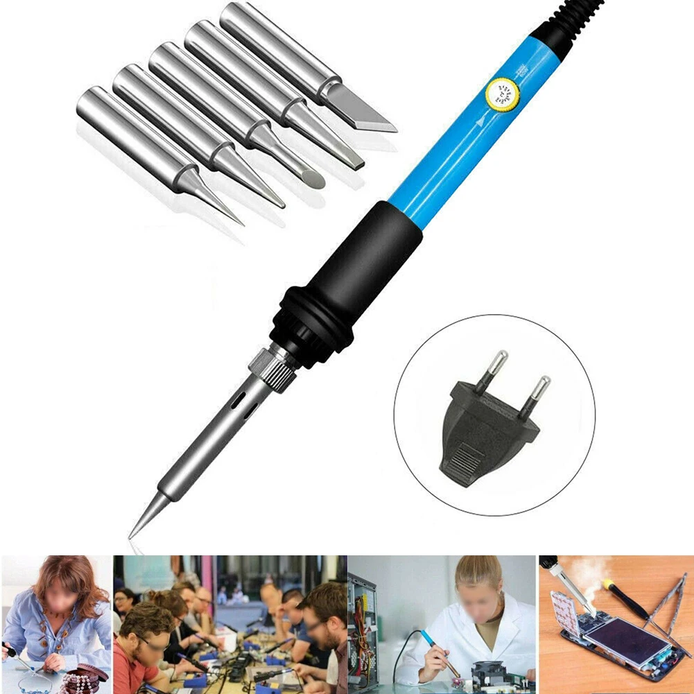 

Electric Soldering Iron Tool Adjustable Temperature 60W Welding Tool EU 220V Soldering Tool Iron Tip 60w Welding Equipment
