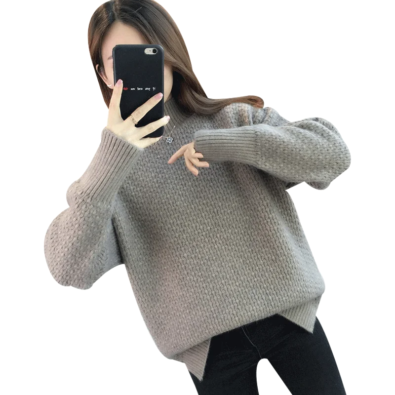 

New Women Sweater Pullover Female Knitting Overszie Sweaters Long Sleeve Girls Loose Elegant Knitted Thick Outerwear Plus Size