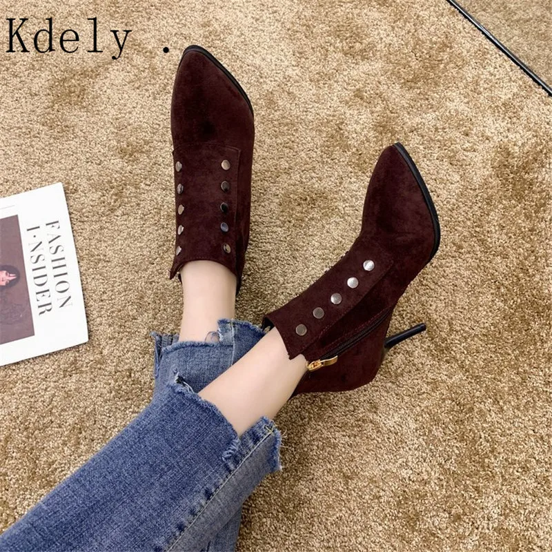 

Women High Heel Booties Large Size 35-39 Fashion Female High-Heeled Boots Young Ladies Fashion Booties Heel Cloth Boots