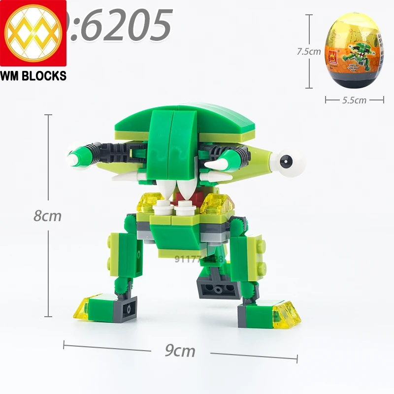 

WG6201-6206 Monster series 6Pcs Set Building Blocks Montessori Educational Kids Toys For Children boy Figures Blocks Bricks Gift