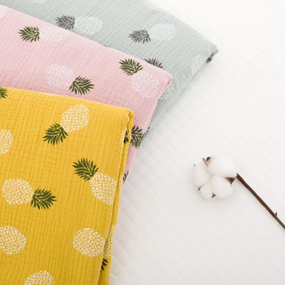 Двухслойная хлопчатобумажная ткань с принтом ананасов 1 м