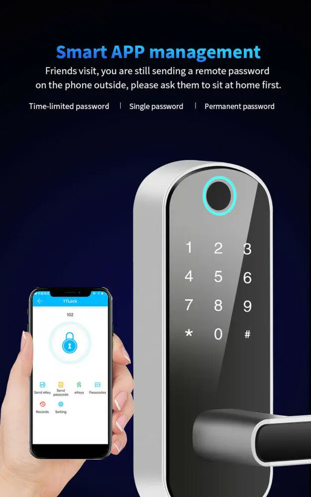 Digital Bluetooth Smart Fingerprint Door Locks Code Wifi Card Security Doorlock Office Remote Control AI Sound | Безопасность и