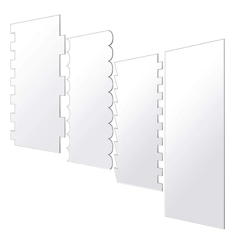 

4 Pack Transparent Acrylic Icing Frosting Buttercream Cake Scraper Smoother Frosting Combs for Cream Cakes Smooth