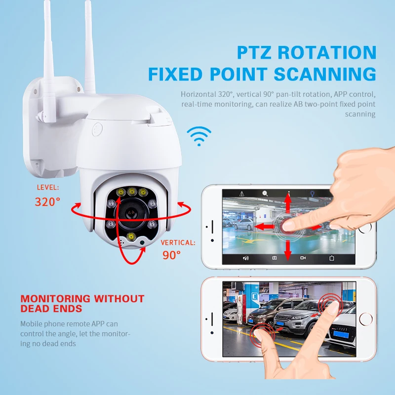 Наружная беспроводная камера видеонаблюдения с автослежением 1080P PTZ|Камеры