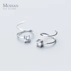 Женские Висячие серьги-подвески Modian со спиралью из циркония ААА, из настоящего серебра 925 пробы с геометрическим дизайном, бижутерия