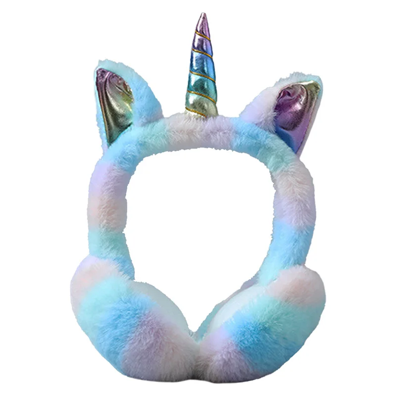 Теплые наушники с единорогом для девочек зимние меховые женщин аксессуары