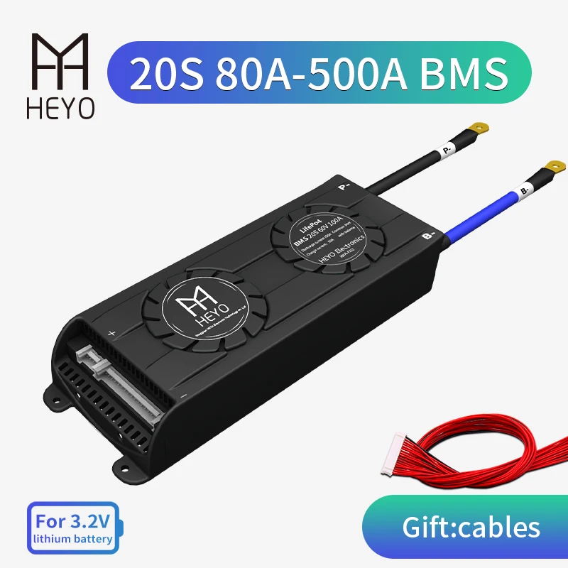 Литиевая батарея HEYO 3 2 V LiFePo4 Lipo 20S 60V 80A 200A 300A BMS 32650 защитная плата с вентилятором и