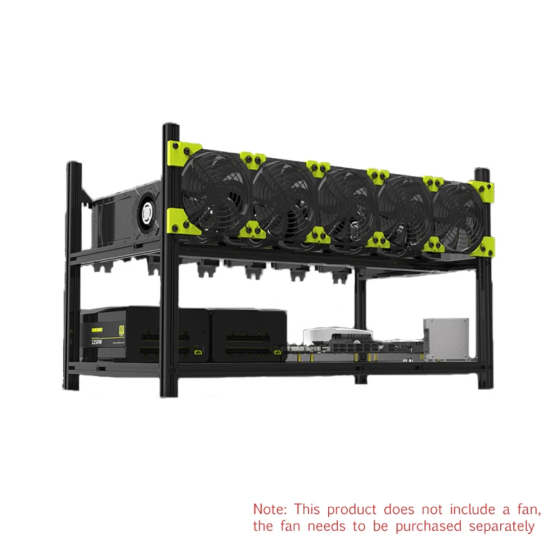 V3C 6-Bay Aluminum Alloy Open-Air Box Multi-Graphics Card Chassis Server Chassis For Computer Eth Frame Drilling Rig