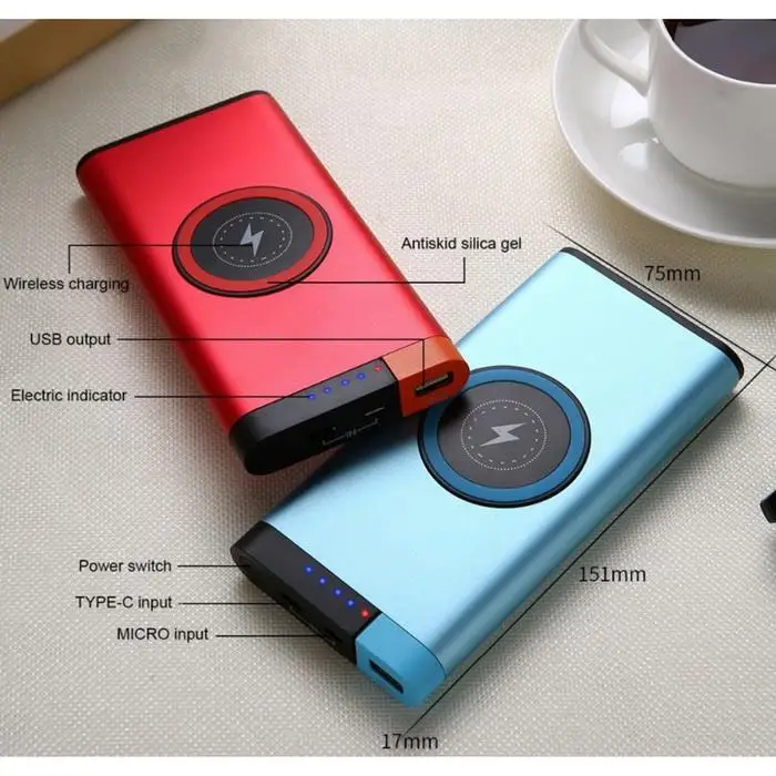 Power Bank 10000 мА ч беспроводное зарядное устройство портативная быстрая зарядка