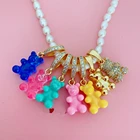 Ожерелье из полимерного медведя с жемчугом и цирконом, подвеска из металлической цепочки, для женщин и девочек, ювелирные украшения для вечевечерние, путешествий, HUANZHI, 2021