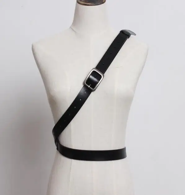 

European and American fashion genuine leather belt personality waist wide black belt Tie-in shirt waist belt straps
