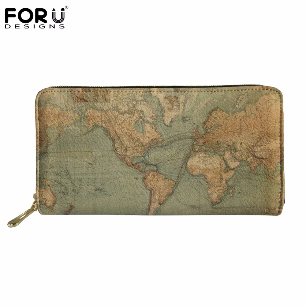 

Men Wallet Retro World Map Pattern Long Women Purse Fashion Travel Waterproof Card Holder Coin Money Bags for Ladies