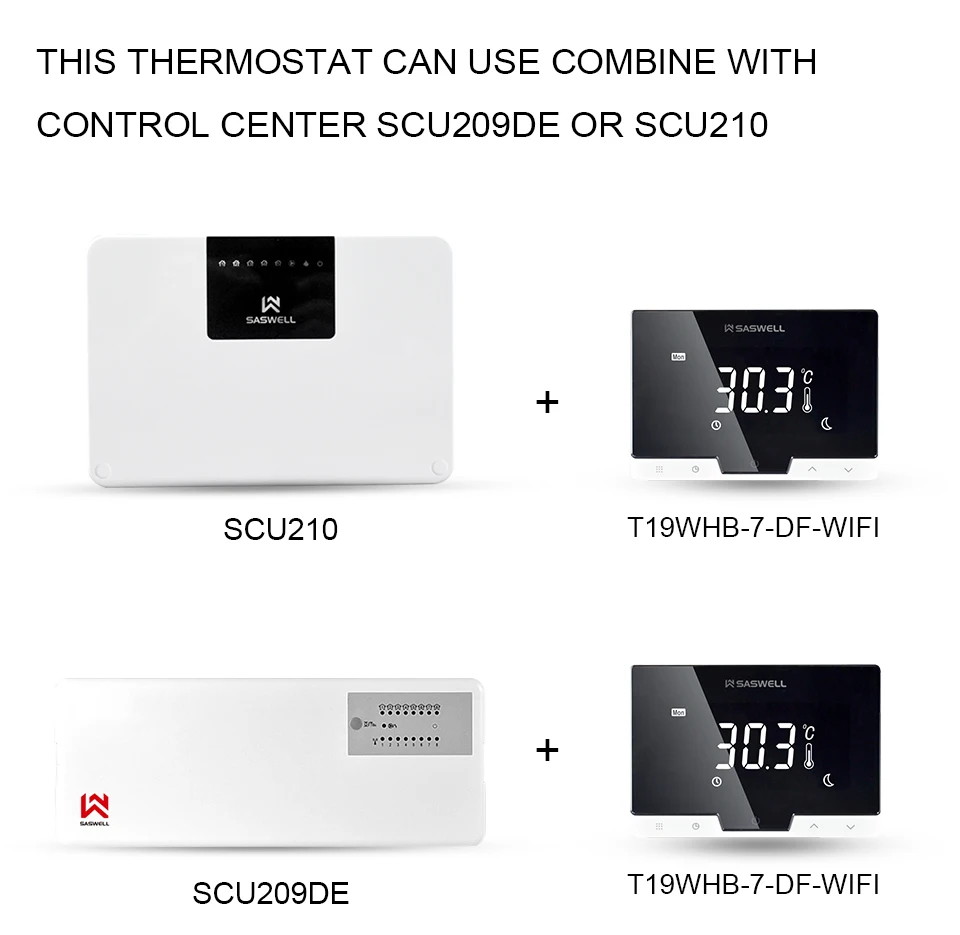SASWELL WiFi умный термостат контроллер для комнатного газового котла термостат Еженедельный программируемый работа с SCU210DE/209DE