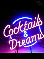 cocktails and dreams neon sign neon light sign glass tube handcraft beer bar bright color neon bulbs decorative pet shop sign