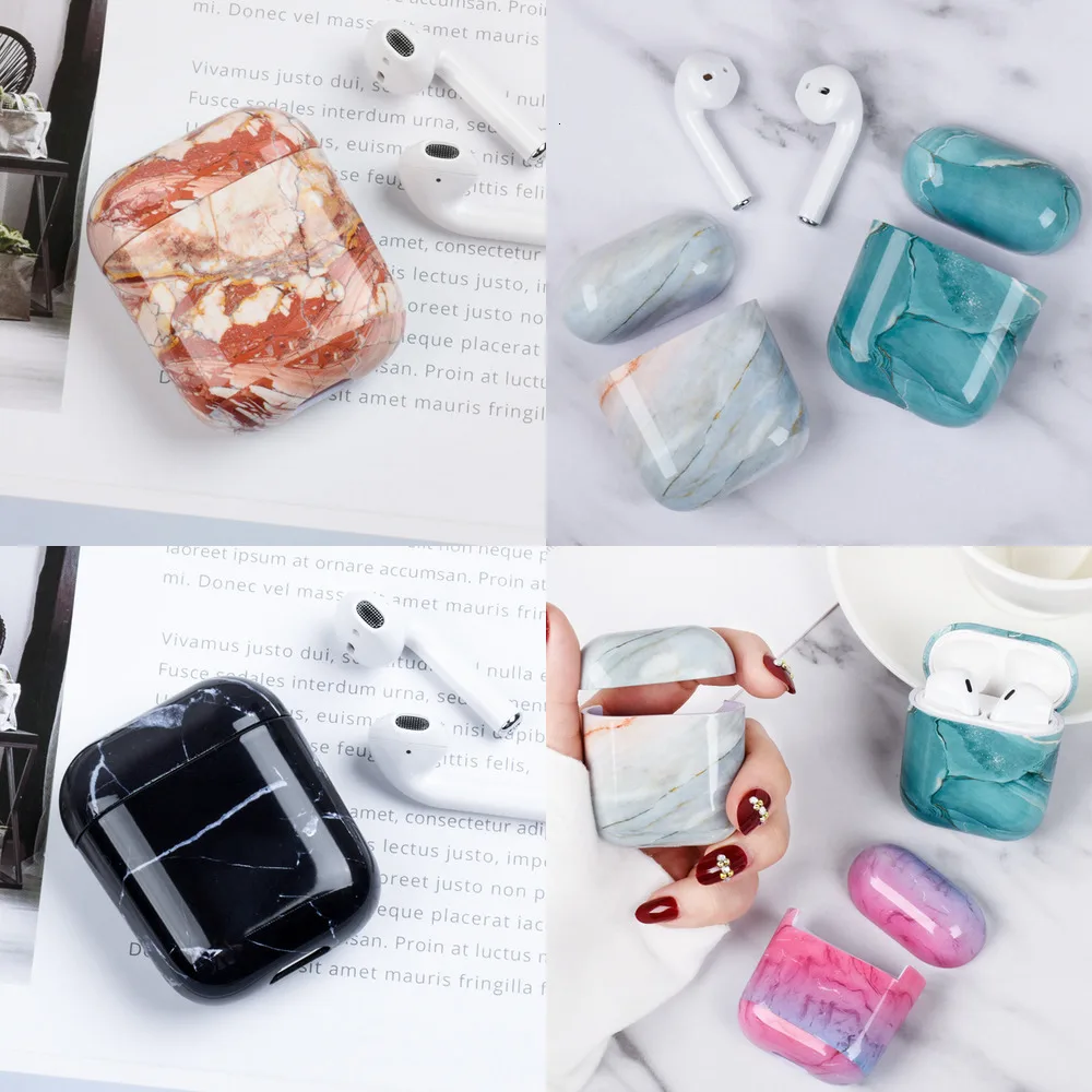 Мраморный чехол для наушников Airpods 1 2 Жесткий Чехол из поликарбоната зарядки AirPods