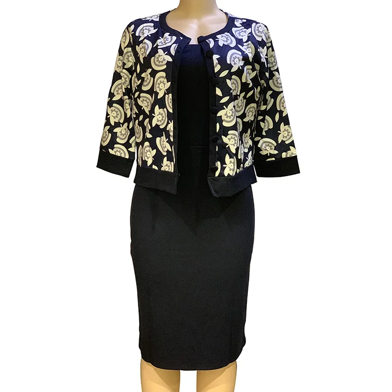 2019 летний и осенний модный стиль африканская Женская Печать размера плюс платье