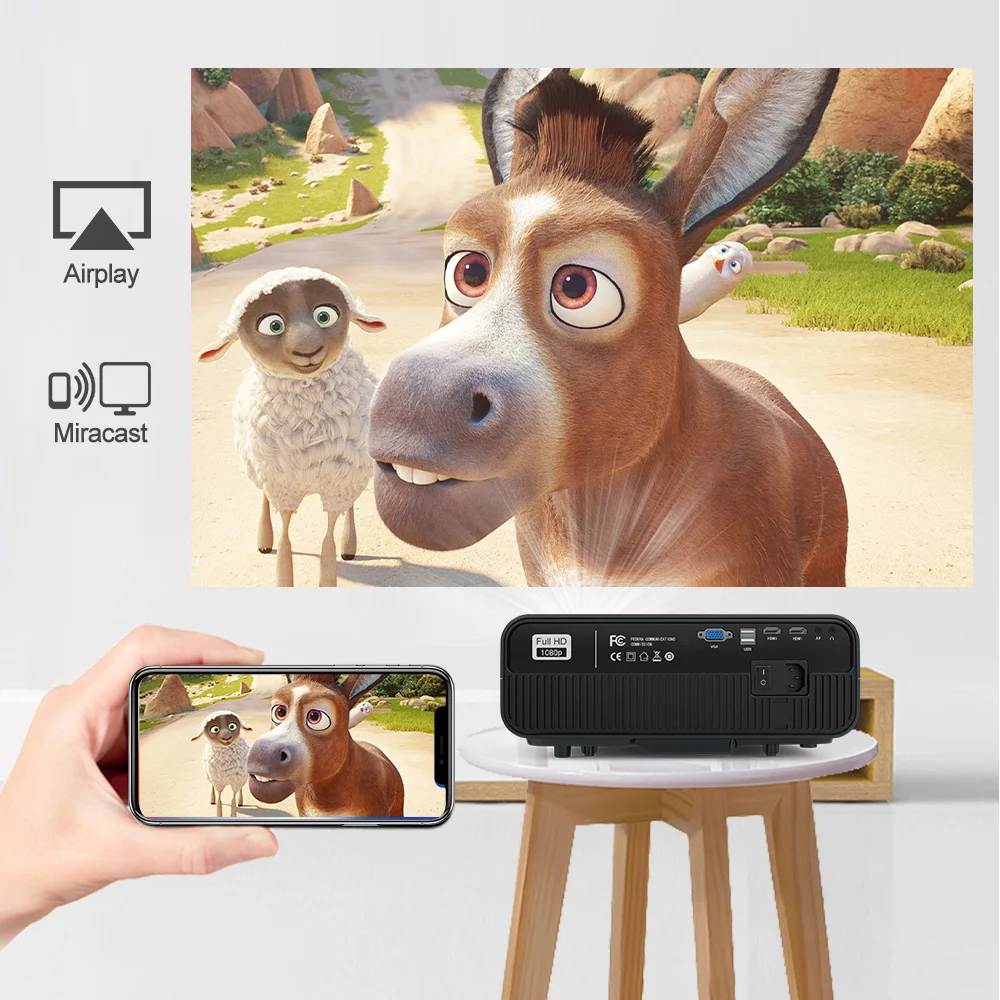 CAIWEI A12AB видео проектор Android система Wifi 7200 люмен лампа яркость домашний кинотеатр