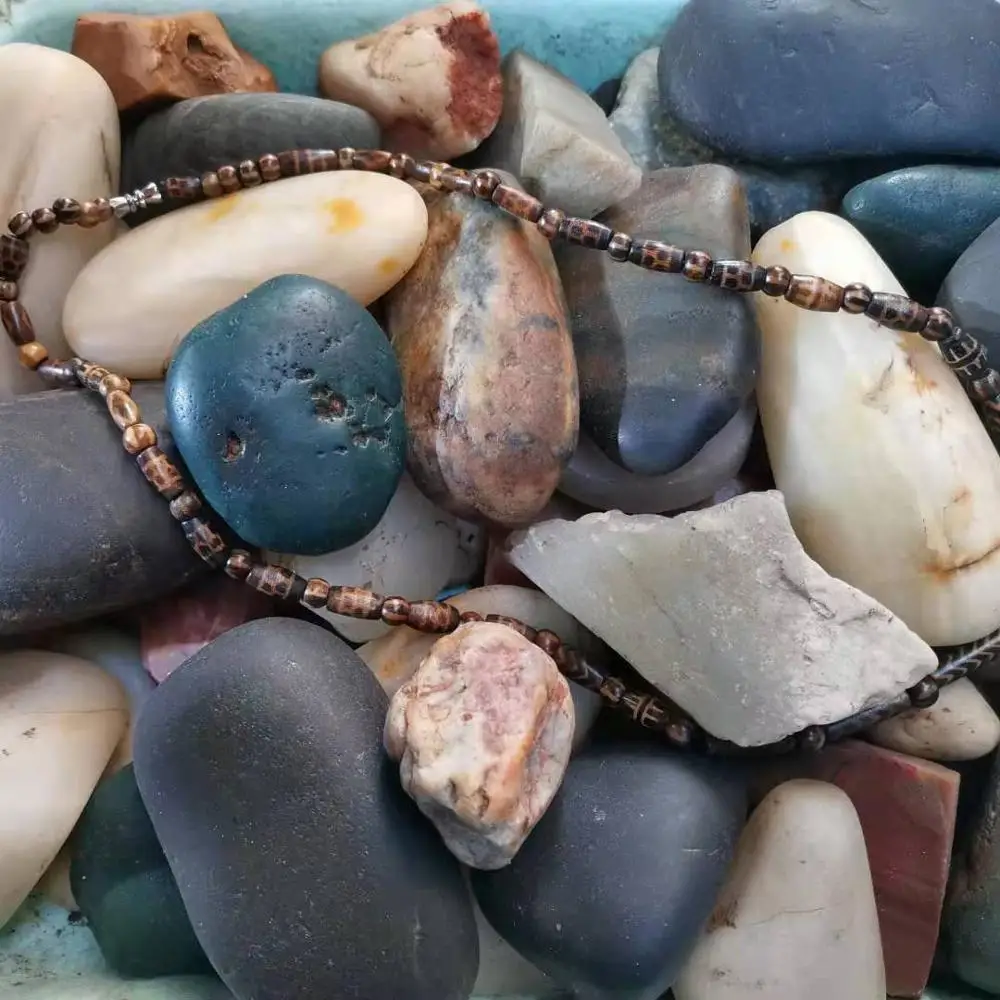 

Tibetan collectibles Bontiq wood fossils DZI collateral rare temple blessings Exceptional heirloom beads necklace charm