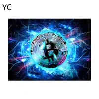 free shipping modern abstract art bitcoin canvas painting mural posters and pictures frameless home living room decoration gift