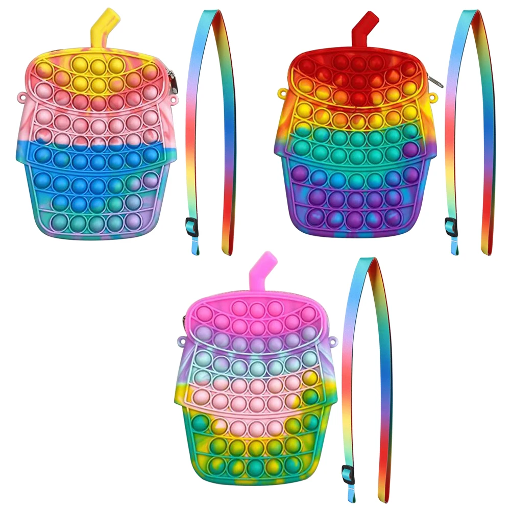 

Silicone Push Bubble Shoulder Bags Audult Kids Stress Reliever Sensory Toys Autism Anti Anxiety Funny Squeeze Toys Crossbody Bag