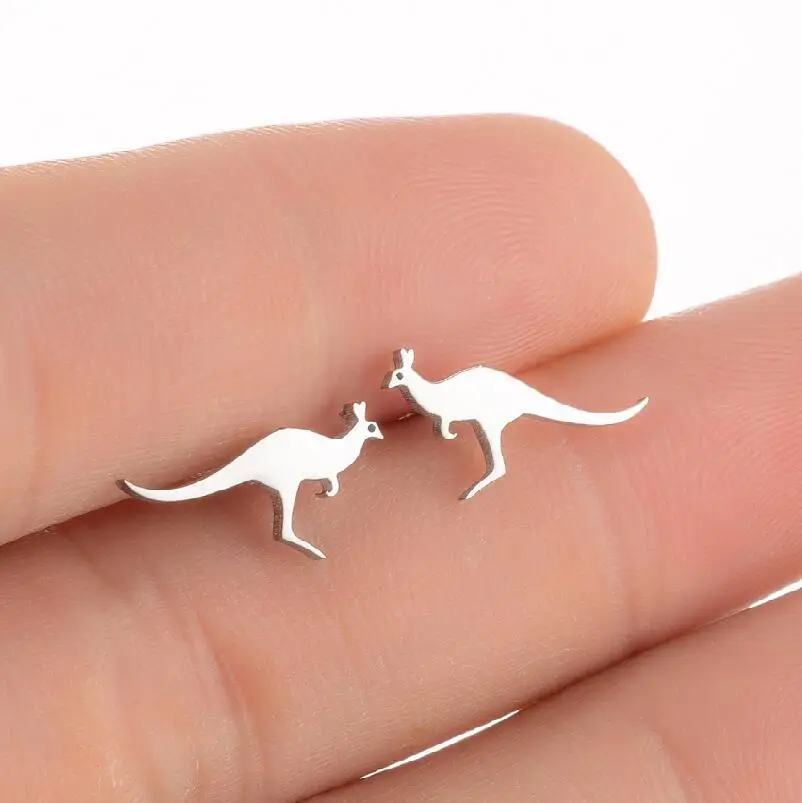 

S925 cute little animal earrings fashionable female personality new kangaroo ear bone nail INS cute wind earrings