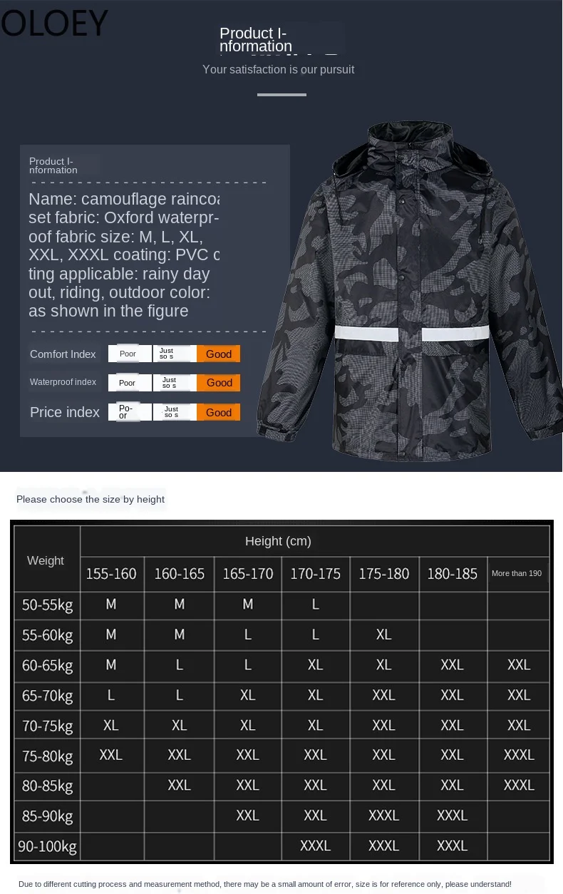 

Raincoat Suit Electric Motorcycle Poncho Raincoat Rainwear 2020 Military Reflective Raincoat Thick Men Pants Portable Camouflage