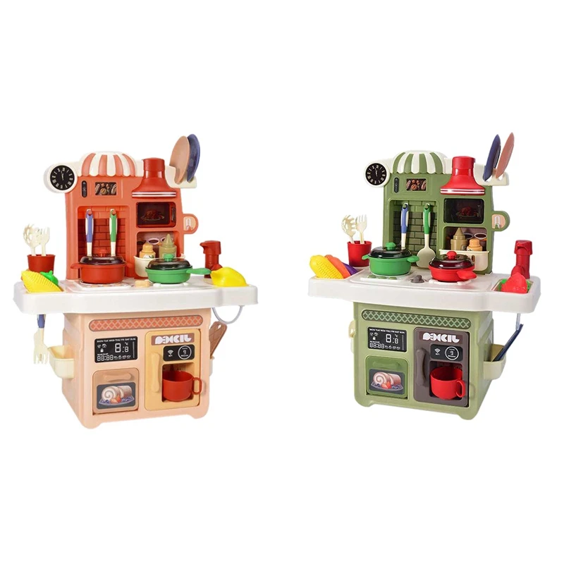 

Kids Kitchen Playset with Music & Lights Play Sink with Running Water