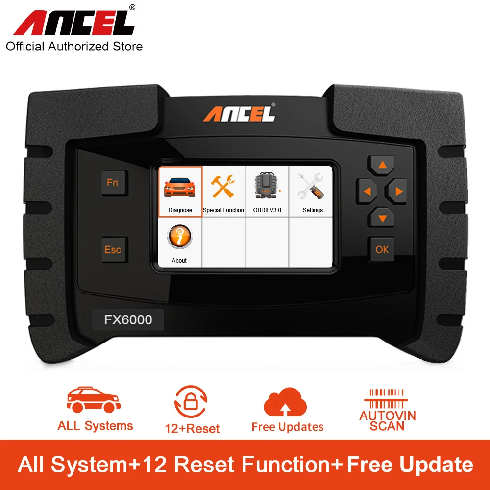 Ancel FX6000 OBD2 сканер подушки безопасности ABS полная система считывание кодов ошибок