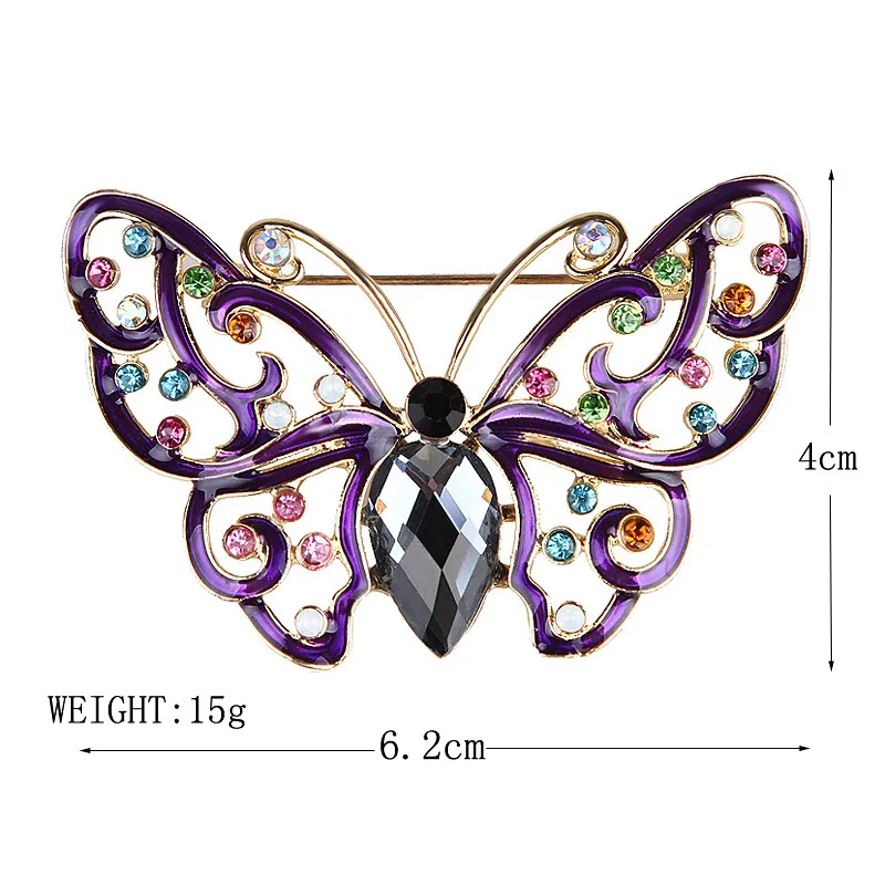 Корейская мода мультфильм фиолетовая бабочка отворот значок Кристалл