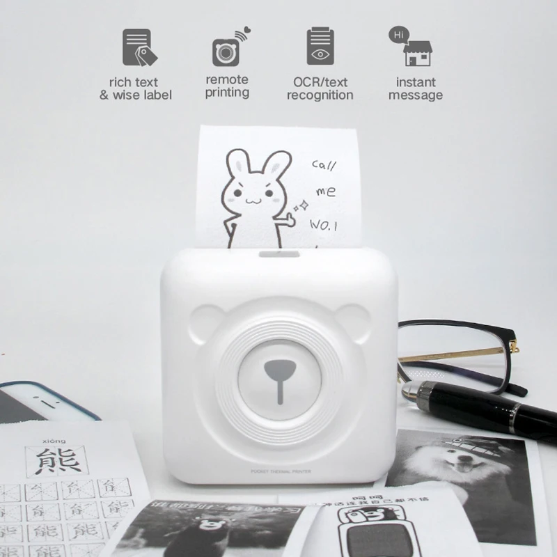 

Mini Portable Thermal Bluetooth Printer Handheld Pocket Photo Printer for Mobile Android iOS Phone FKU66