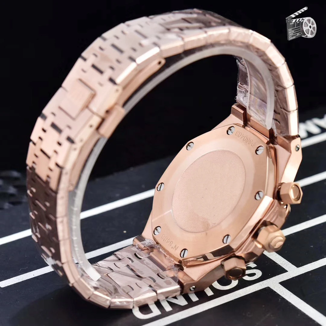 

Luxury New Chronograph Men Stopwatch Silver Rose Gold Black Stainless Steel 904L Sapphire Crystal Sport Watches 45mm AAA+