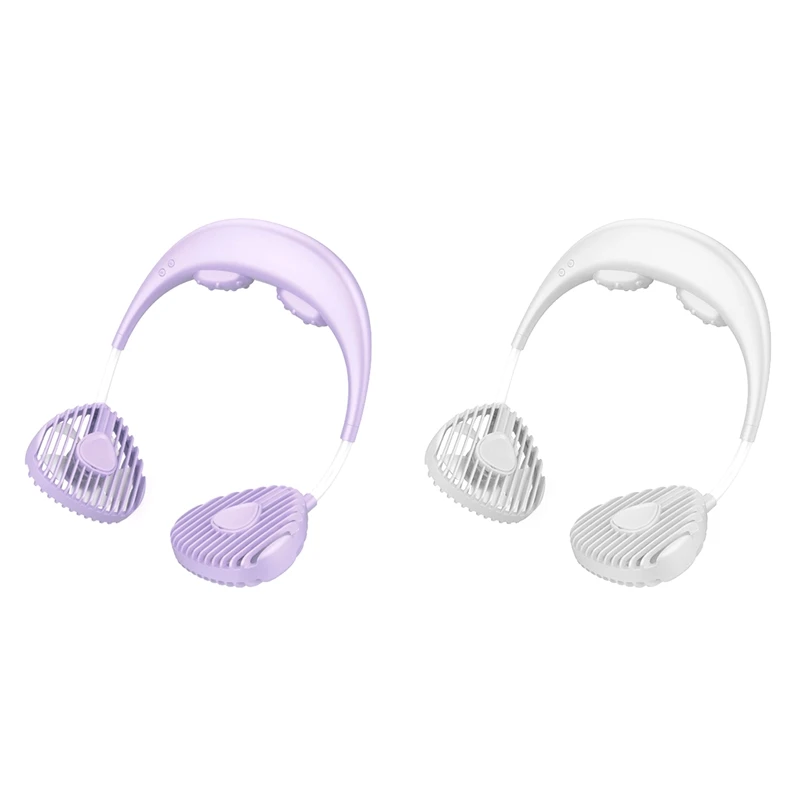 

Портативный шейный вентилятор с массажным режимом, перезаряжаемый через USB шейный вентилятор, вращающийся на 360 ° вентилятор, для путешеств...