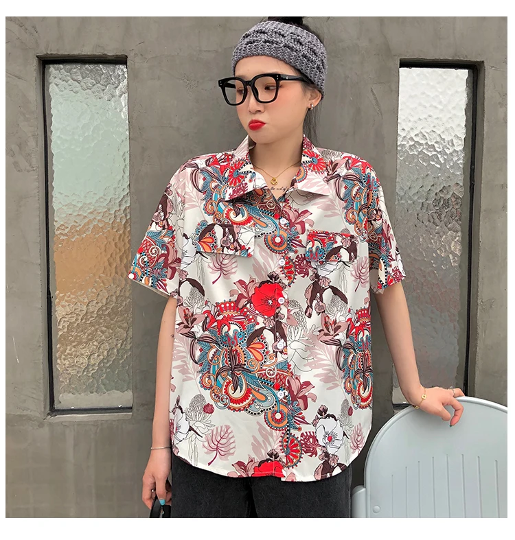

Summer Harajuku Streetwear Loose Shirts Print Korean Clothes Fashion Brand Ladies Tops Blusas Mujer De Moda Graffiti Blouses New