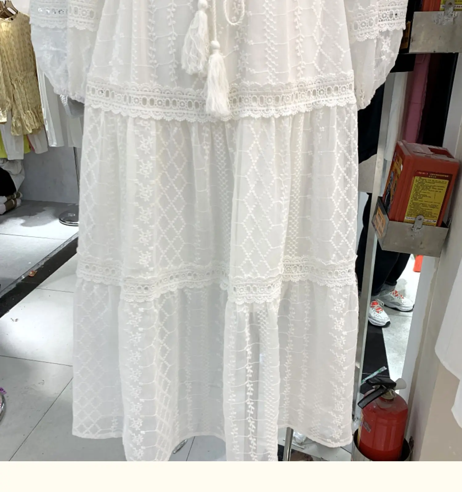 

Plain Dress Maxi Faldas for Women 2021 Summer New V-neck Temperament Waist Slim Lace Mid-length Ladies Long Sleeve Dress