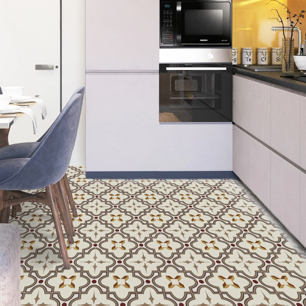 Бежевые наклейки на пол для кухни ванной комнаты маслостойкие водонепроницаемые