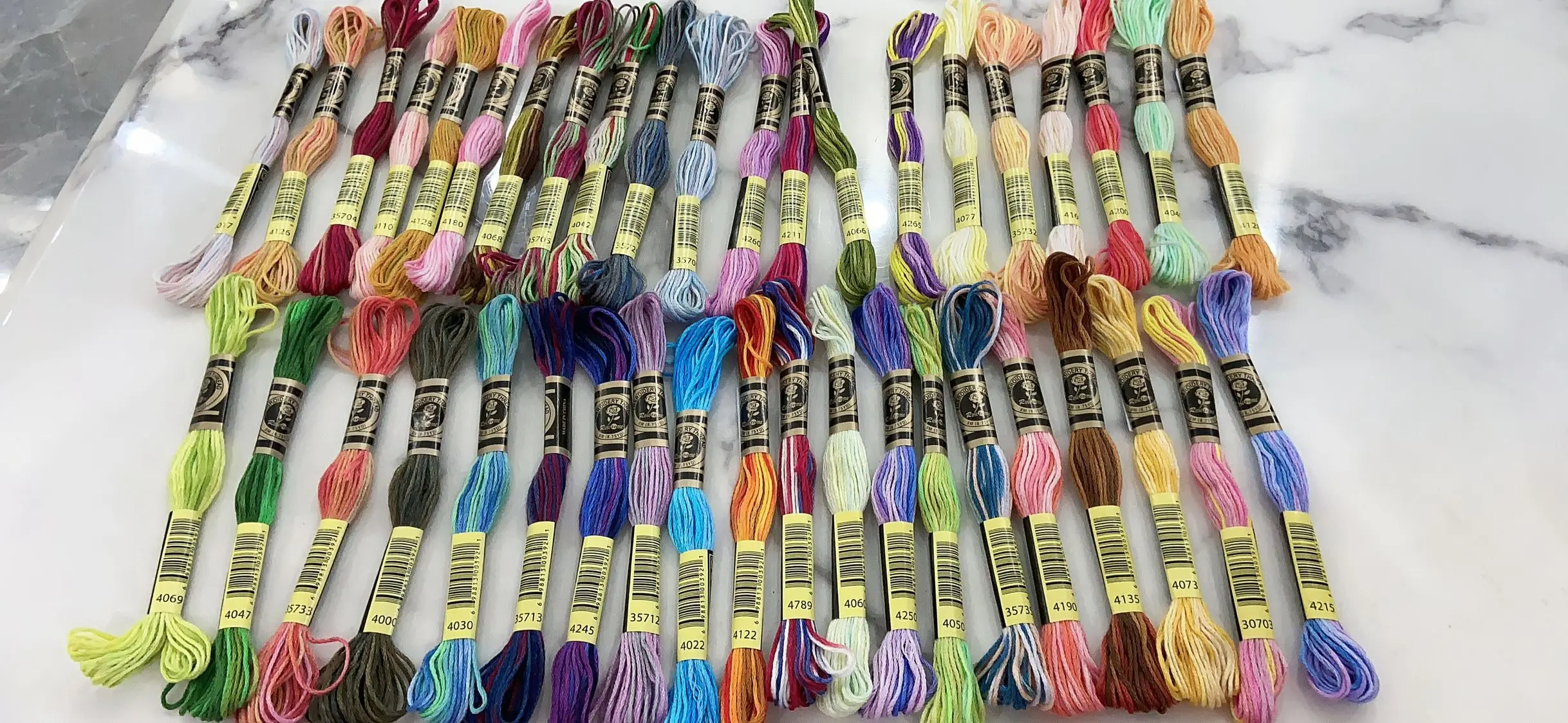 

41 Color Variations Embroidery Floss Pack Variegated Cross Stitch Thread Bonfire Gold Arctic Sea Blue Rose Petals Purple