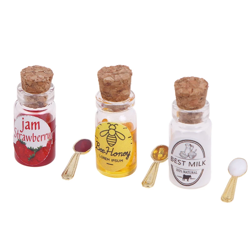 

1:12 миниатюры для кукольного домика, модель молочного меда, варенья, кухонные аксессуары для кукольного домика, наклейки, Новинка