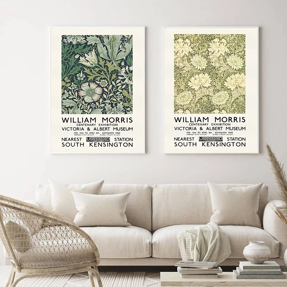 

William Morris Canvas Print The Victoria and Albert Museum Exhibition Poster Vintage Floral Art Painting Wall Picture Home Decor