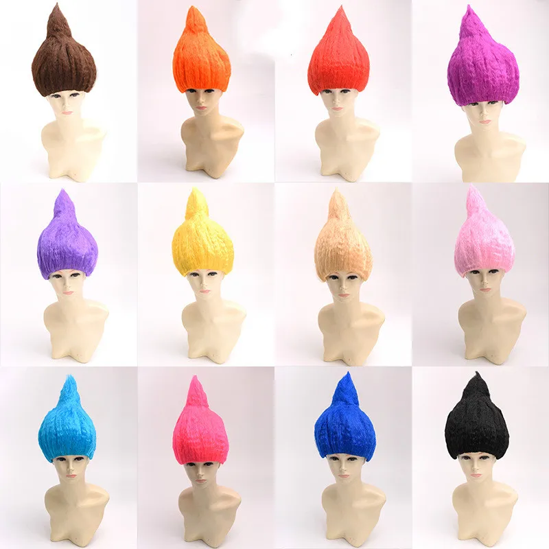 

Flame Shape Wig Cosplay Multicolor Short Wigs For birthday Party Synthetic sets Halloween props annual meeting festival Wig Hat