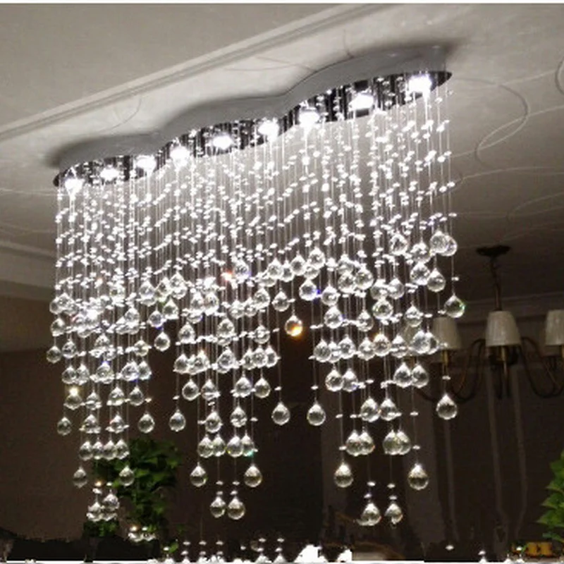 Большая Современная прямоугольная штора хрустальная люстра освещение для