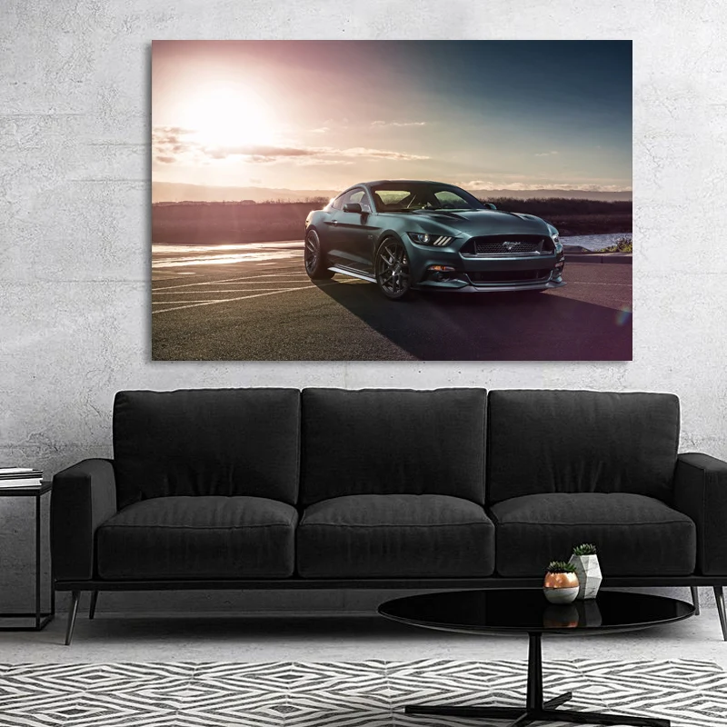 

Автомобильные обои Ford Mustang GT с изображением мускулов, плакаты суперкар, тканевые картины на холсте, настенное искусство для украшения гости...