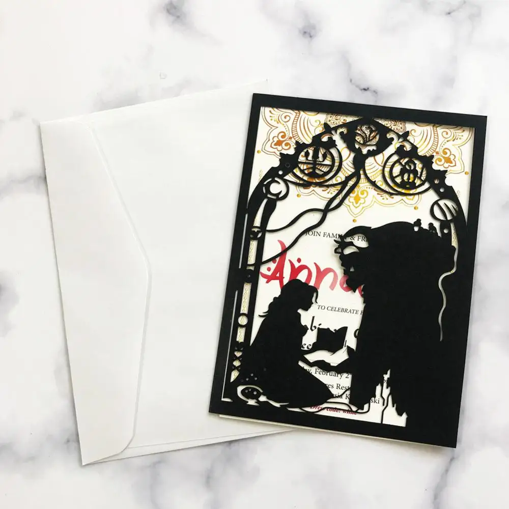 25 шт./лот милая розовая Свадебная пригласительная открытка с принцом и