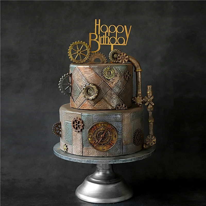 

Steampunk Mechanical Gear Screw vise pipe Wrench Shape Sugarcraft Cake Mold Chocolate Mold for Cake Decorating Baking