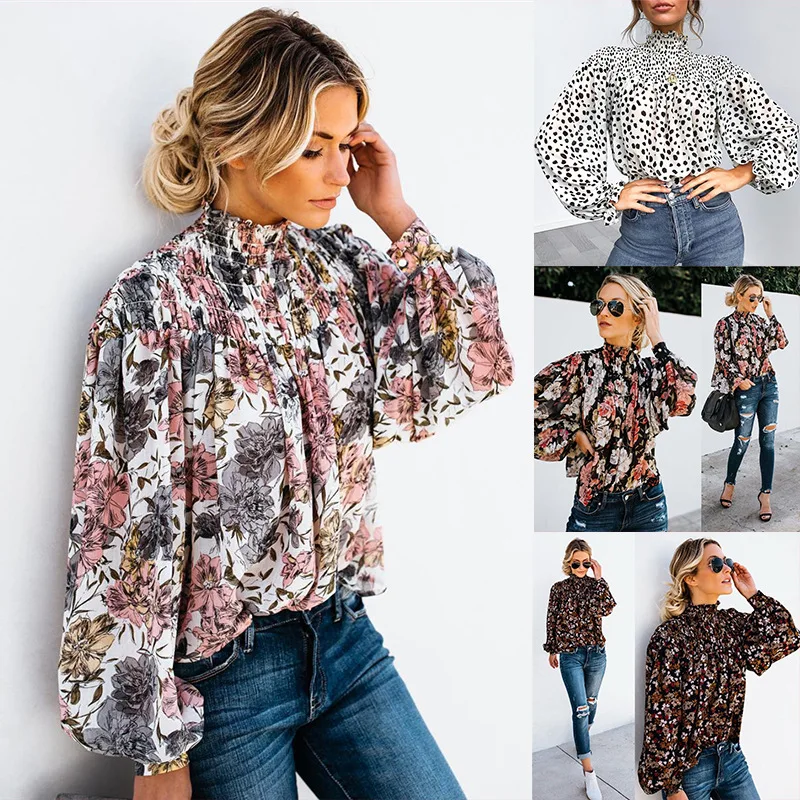 Шифоновая рубашка Модный пуловер с пышными рукавами шифон длинный рукав vestido de