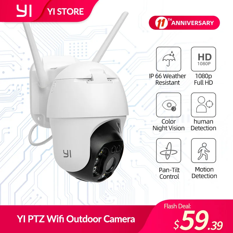 

YI PTZ Wifi/PoE Outdoor Camera 1080P Digital Zoom Auto AI Human Tracking IP Camera IR Night Vision 2-way Audio CCTV Camera