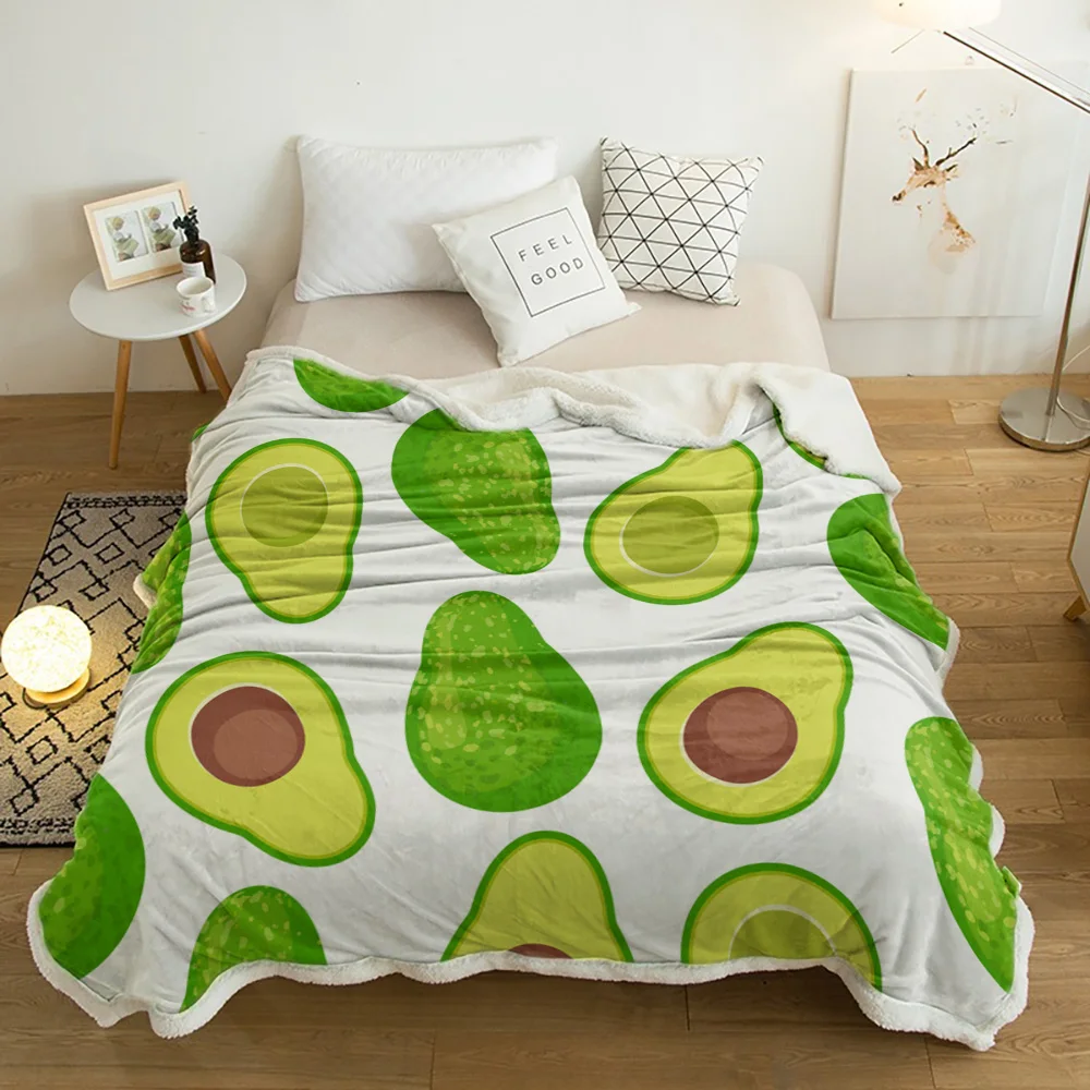 Зеленое желтое Флисовое одеяло с рисунком авокадо для детей мягкое плюшевое | Дом