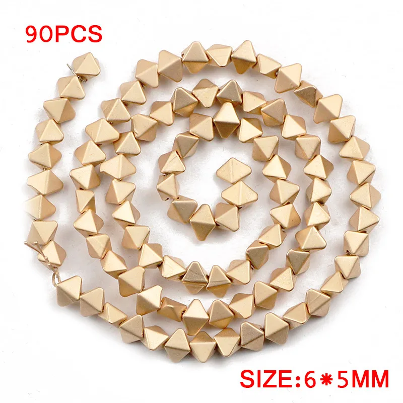 JHNBY матовые призматические/ромбовидные золотые гематитовые бусины из