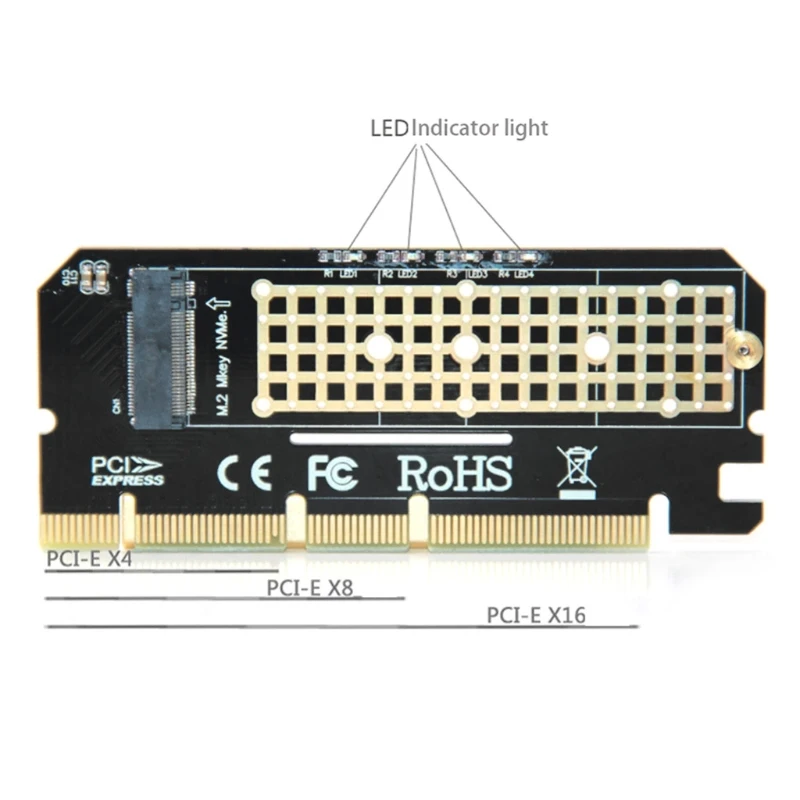 

NVMe PCIe Adapter, M Key M.2 NVME SSD to PCI-e 3.0 x16 Host Controller Expansion Card for PC Desktop Support 2230 2242